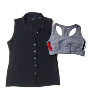 Tommy Hilfiger Sleeveless Blouse and Sports Bra - Preppy Business Casual Athlete